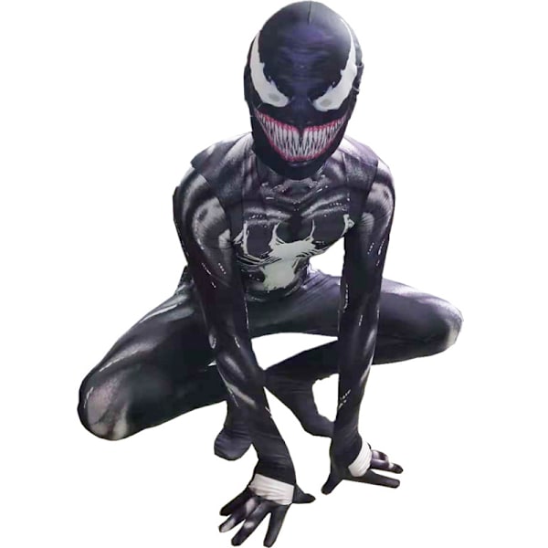 Venom Spiderman Bodysuit Voksen Barn Maskeraddräkt Superhelt Kostymer Gutter Halloween Fest Cosplay Jumpsuit Antrekk 150cm