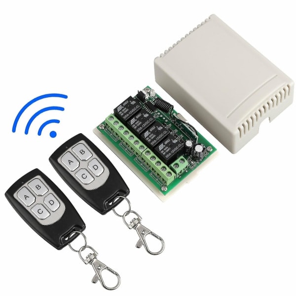 4-kanavainen 443 MHz:n langaton RF-kauko-ohjainrelekytkin kahdella vastaanottimella