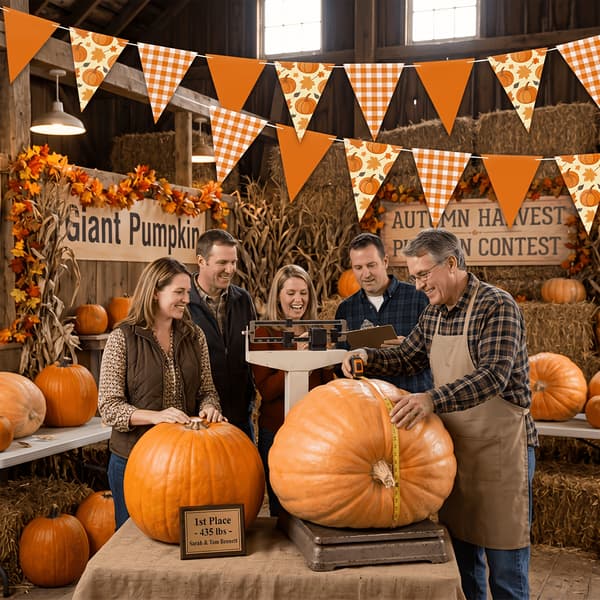 Høstgresskar Lønneblad Trekantflaggbanner for Høstbryllup Bursdager Hagepynt Thanksgiving-fest 28pcs
