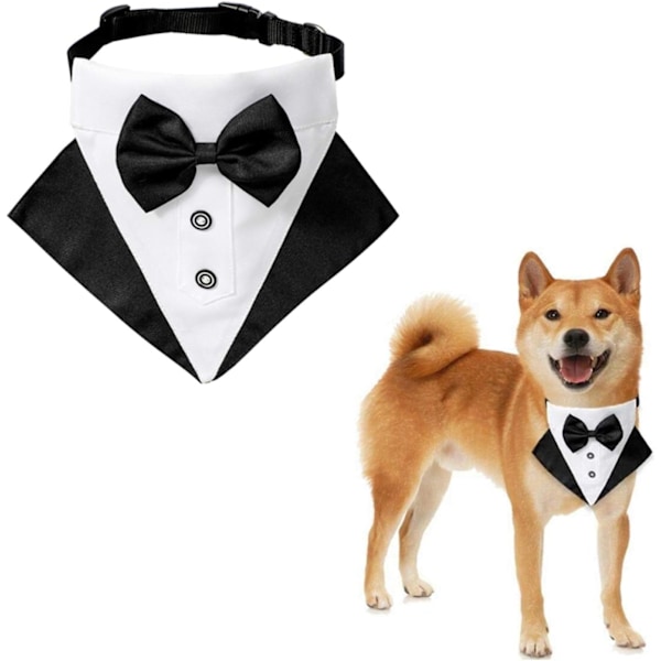 Dog Smoking Bandana Collar, 1 Piece Adjustable Formal Dog Wedding Bandana Pet Wedding Costume Fly Bandana with D-Ring for Small Medium Dogs