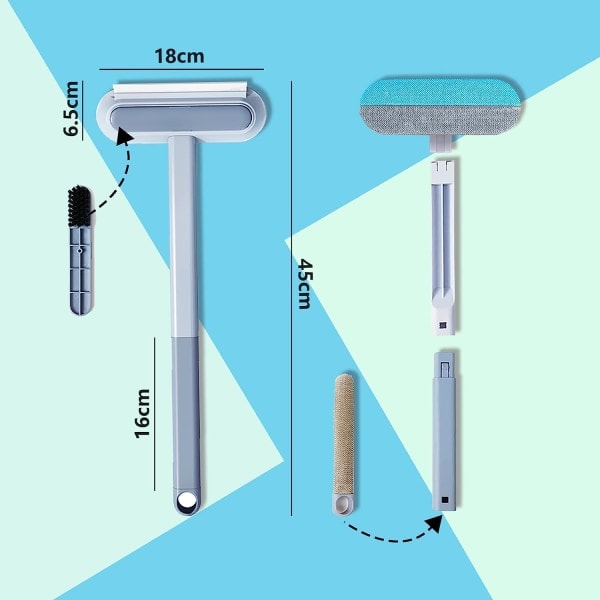 Utvidbar vindusskrape, 4-i-1 vindusskrape med forlengbart håndtak, profesjonell vindusskrape med mikrofiberbørste