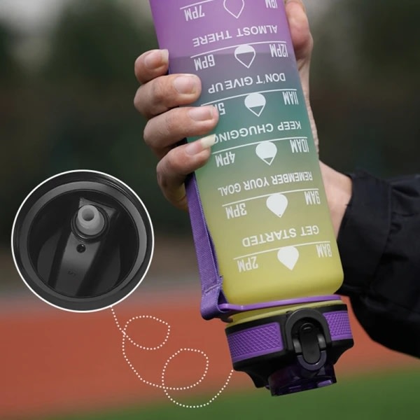 Vandflaske Sport Drikkekop Plast Vandkop 1000ML - på lager Yellow&Purple