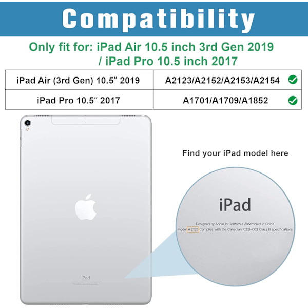Slim Clear Back Case för iPad Air 3 & iPad Pro 10.5\" - Vit[ZHE] White