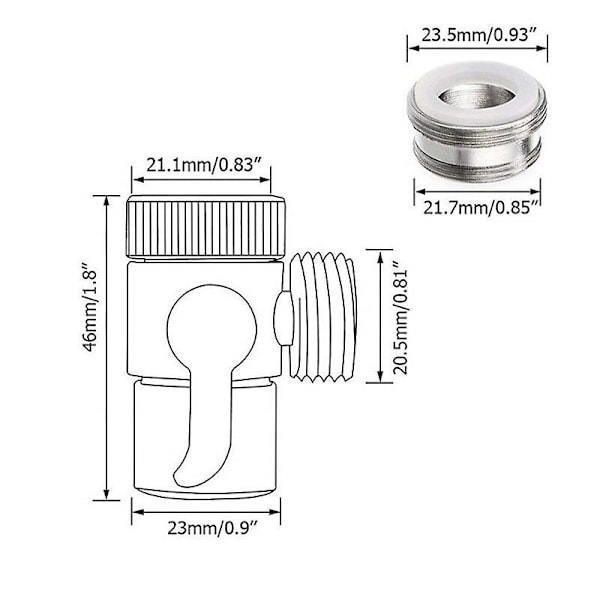 Kranadapter för kök, diskbänk, splitter, avledare, ventil, vattenkran, koppling för toalett, bidé, dusch, kök, 1 st