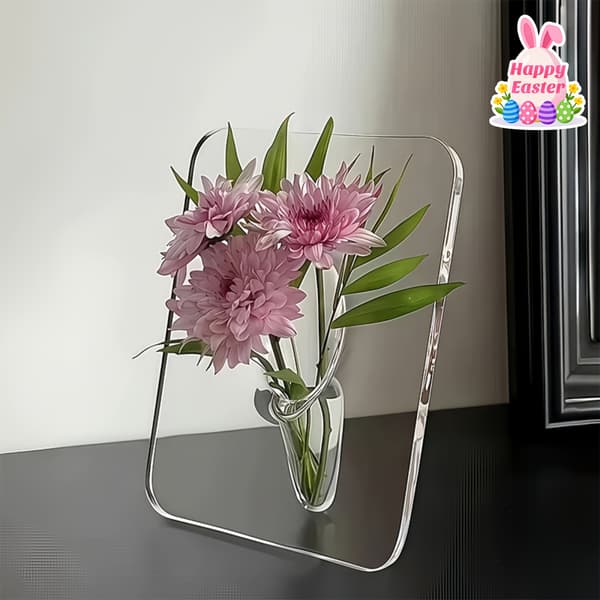 Modern akrylvas med ram, minimalistisk rektangulär bordsdekoration Photo Frame Vase 1 pc