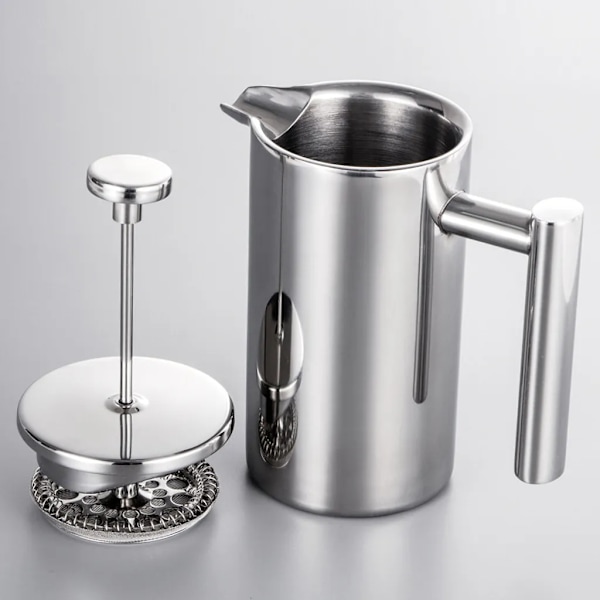 350ml Dubbelväggig Fransk Press Kaffebryggare i Rostfritt Stål med Filter, Po...