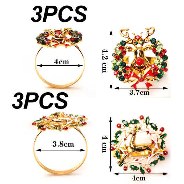 Juletræsservietringe, søde mininapkinringe til bordet