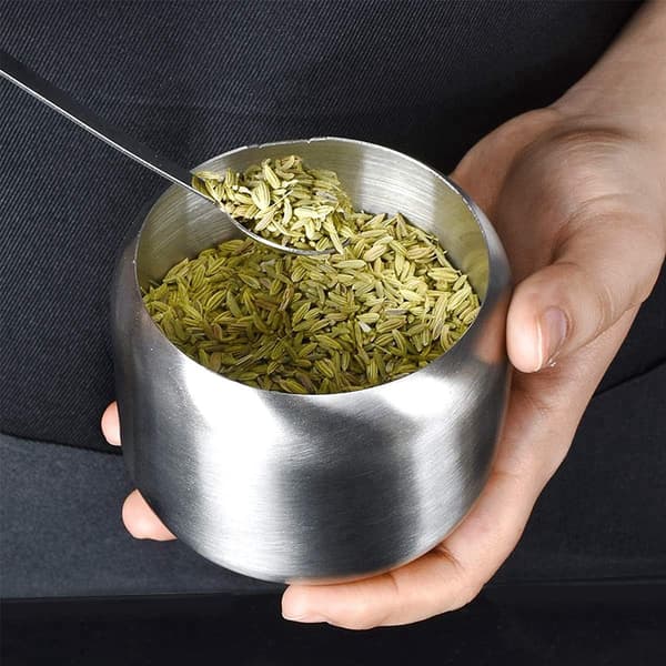 Sukkerskål i rustfrit stål, 2 stk. med låg og ske, til salt, sukker, kaffe, te, krydderier