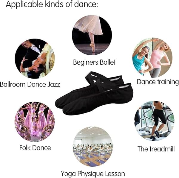 Ballet Dansesko Split Sål Flade Gymnastik Dansesko Sort Black 8 UK