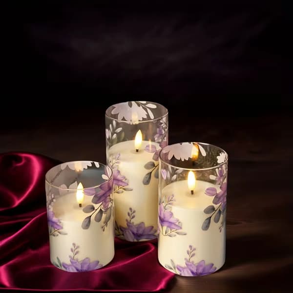 Rökfria LED-blomljus med fjärrkontroll och timer för bröllop och heminredning Purple