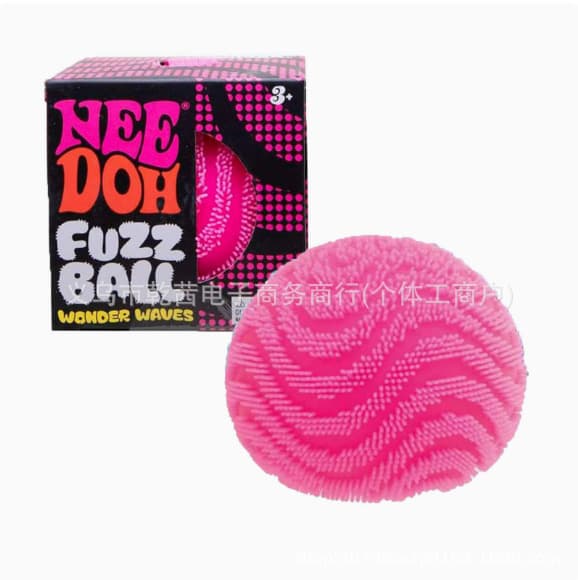 NeeDoh Fuzz Ball Stressleke, Myk Klembar Sensorisk Fidget for Angstlindring Red