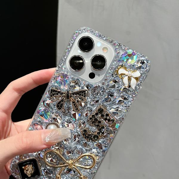 Ylellinen Kiiltävä Rhinestone Helmi 3D Rusetti Tyttöjen Iphone 13 Pro 16 15 14 12 Pro Max Muoti Puhelimen Takakuori iPhone 13 Pro Max