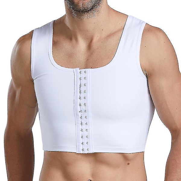 Mænd Gynækomasti Shaper Ny Slankende Brystkontrol Boobs Shapewear Undertøj Mavebælter Krogkontrol Hvid Hook White XXL