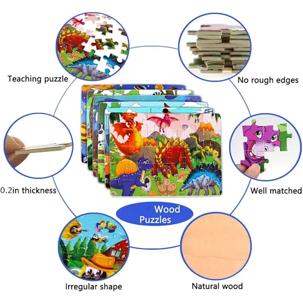 30 stk. pædagogiske farverige puslespil til børn i alderen 3-5 - Læringslegetøj til småbørn