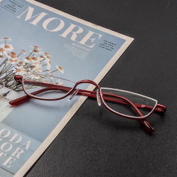 Reading Glasses Spring Hinge Half Moon Semi Rimless Unisex +1.0~+4.0 NEW Gold