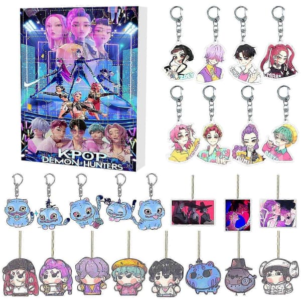 2025 KPOP Demon Hunter Pigegruppe Jule-nedtællingskalender Blind Box Akryl Vedhæng Nøglering, 65 Dage Jule Anime Gave Type A Type A