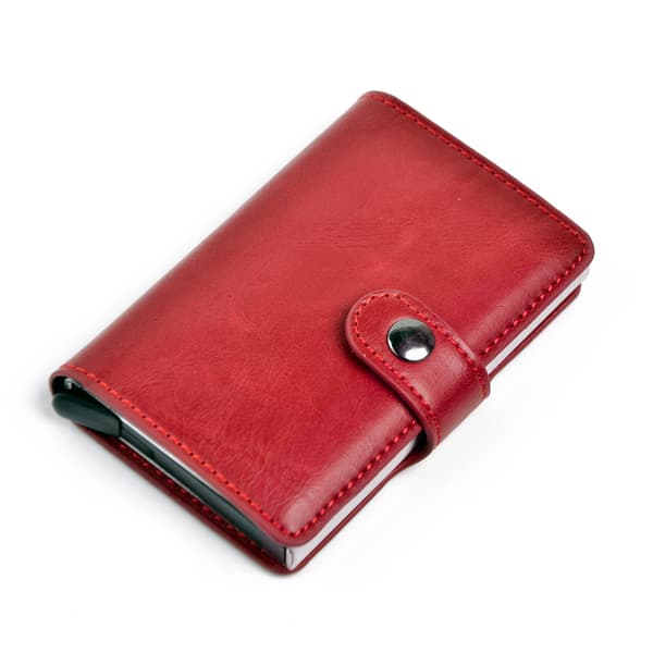 RFID-Secure Card Holder, Ejects 6 Cards with Leather Jacket and Bill Compartment Brun brown
