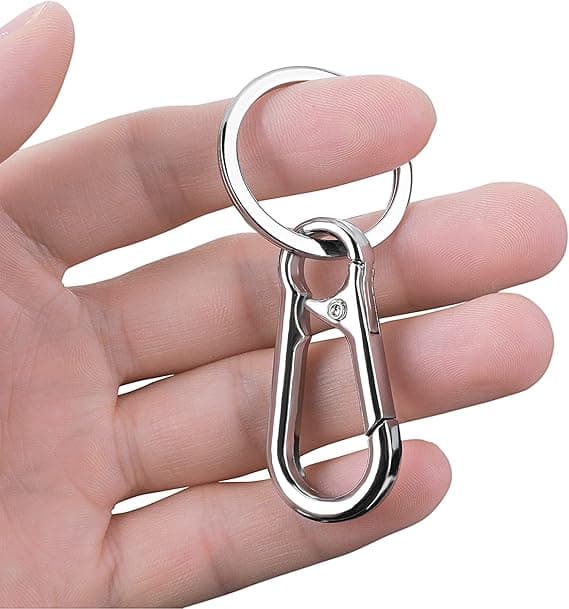 Metal Keychain Carabiner Key Ring Key Chain Clips Hook Holder Organizer for Unisex, 4-Pack, Silver