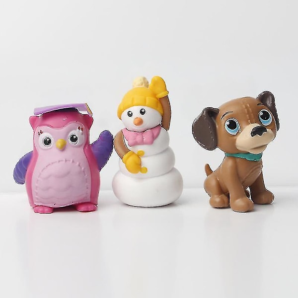 12 stk/sæt figurer legetøj Doktor Lambie Får Stuffy Drake Hallie Hippo Chilly Snemand Model Dukker Børn Gave