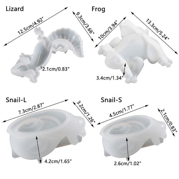 Øgle Silikoneform Harpiksforme SNAIL SNAIL Snail Snail