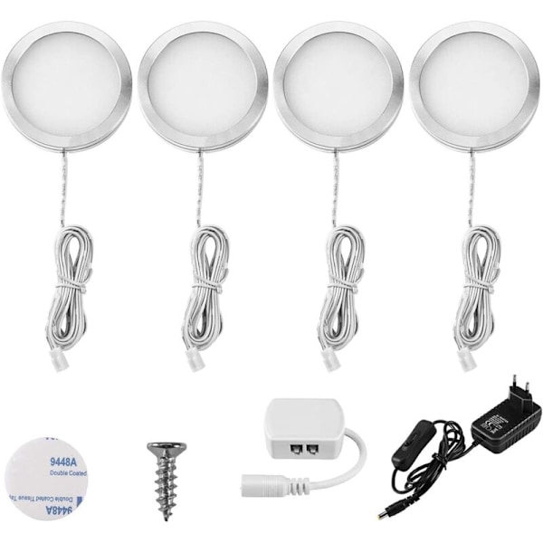 LED skabslys 4 stk. Genopladelig underskabsbelysning Garderobe Væg til skabe ...