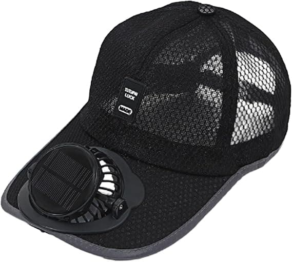 Solar Powered Fan Cap, USB Rechargeable Baseball Cap, 3 Speeds for Women & Men Outdoors Light Grey