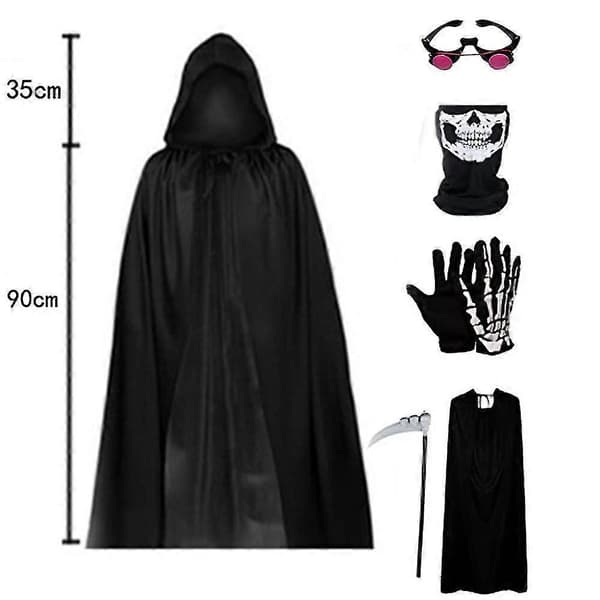 Gyser Grim Reaper Kostume Voksen Børn Selvlysende Le Fancy Outfit