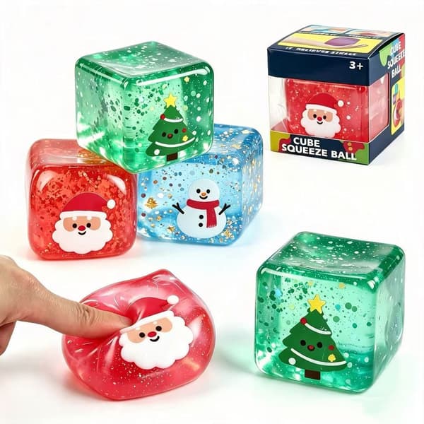 Jule squishy stresslegetøjssæt, snefnug træ julemand langsom stigning fidget, blød sensorisk klemme gave til børn, ferietema afslappende legetøj