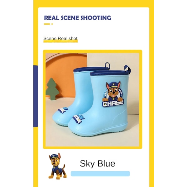 Paw Patrol Chase Skye Anime Tegneserie Søte Barn Regnstøvler for Jente Gutter Vanntett EVA Gummi Anti-Skli Småbarn Barn Regnstøvler Chase Chase 14cm