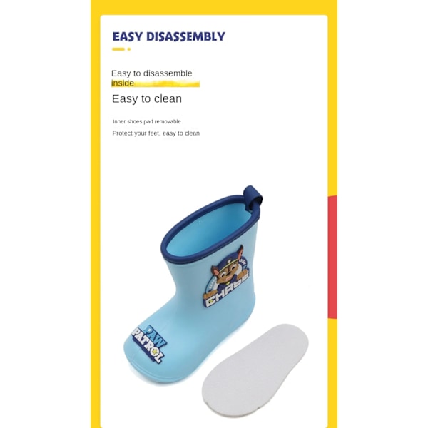 Paw Patrol Chase Skye Anime Tegnede Søde Børns Regnstøvler til Drenge og Piger Vandtætte EVA Gummi Anti-Slip Toddler Børns Regnstøvler Rocky Rocky 14cm