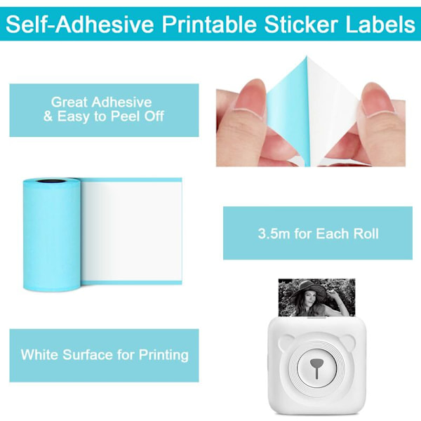 Selvklebende klistremerkepapirrull 10 stk termisk fotopapir for PeriPage Mini bærbar fotoprinter, P1 Mini-skriver (57 x 30 mm)