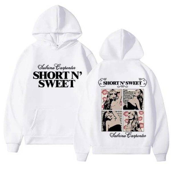 Sabrina And Carpenter Merch Hoodies Tryckt Sweatshirt Lös Tröja Casual Långärmad För Män Kvinnor Vit White XL