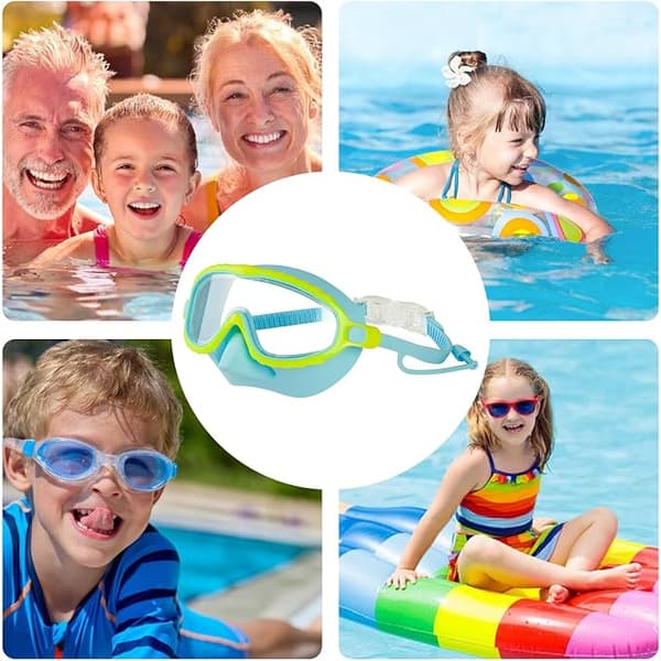 Dykmask för barn med nässkydd 4-16 år, läckagesäkra snorkelglasögon för simning grön