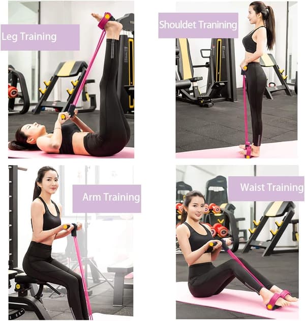 6-rörs elastiskt yogamotståndsbandset för hemmaträning [ZHE] Black and pink