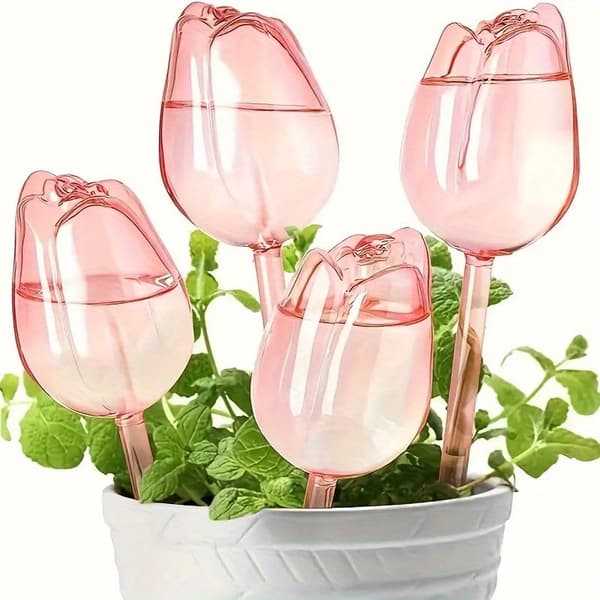 2-pack växtbevattningsspikar med långsam dropp, smalt utlopp och tulpanutsmyckning 【4pcs】
