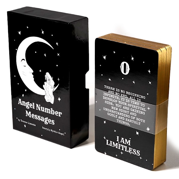 Angel Number Message Tarotkort med gullkant for familie, venner og juleunderholdning [ZHE]