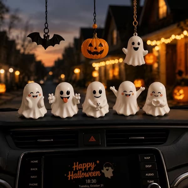 Halloween-figursett – Søt mini PVC-dekor til skrivebord, bord og fest