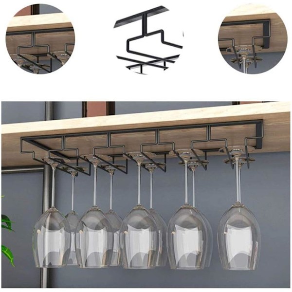 Hengende glasskap - Vinstativ med 5 skinner for 10-15 glass, 50 x 22,5 x 5,5 cm, med skruer