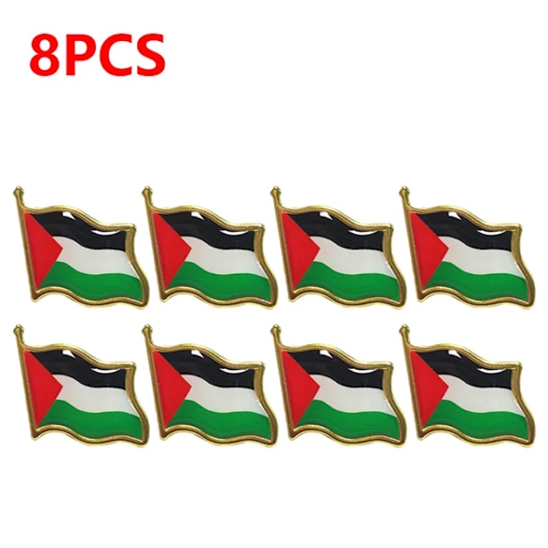 2-10 ST Palestina FLAGGA BADGE Rostfritt stål Palestinaflagga Nål Kavajnål Ryggsäck Ikon علم دولة فلسطين 8Pcs