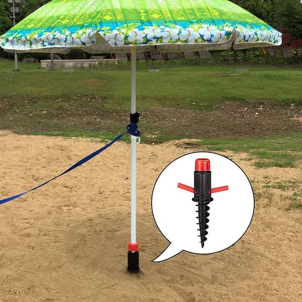 2x Parasol Ground Anchor Beach Umbrella Sand Screw In Holder Spike with Handle
