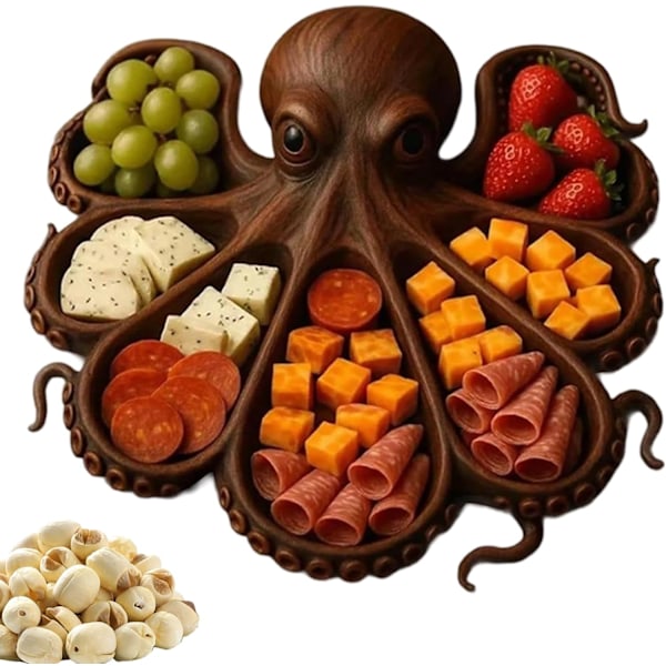 Bleksprutbrett - Håndlaget tre-charcuterie-fat for kjøkken, fest og hjemmeinnredningsgave Type A
