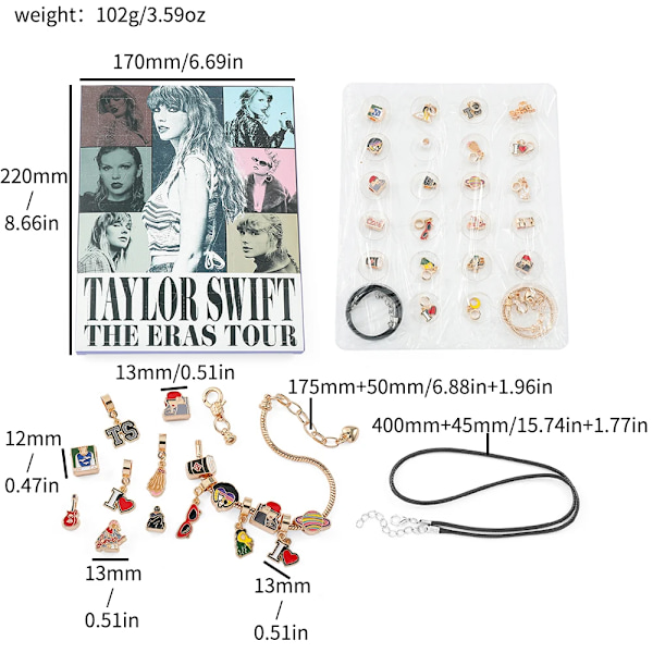 Taylor Swift Blind Box Gaver - Elskere, Speak Now, Midnatt, Reputation, Musikkalbum Armbånd - Blind Box Julekalender