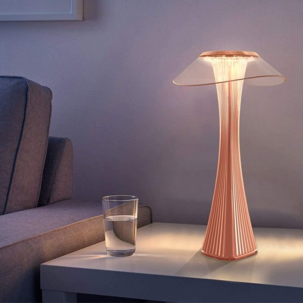 Dimbar USB-bordlampe Oppladbar nattlampe - Rosa LED nær