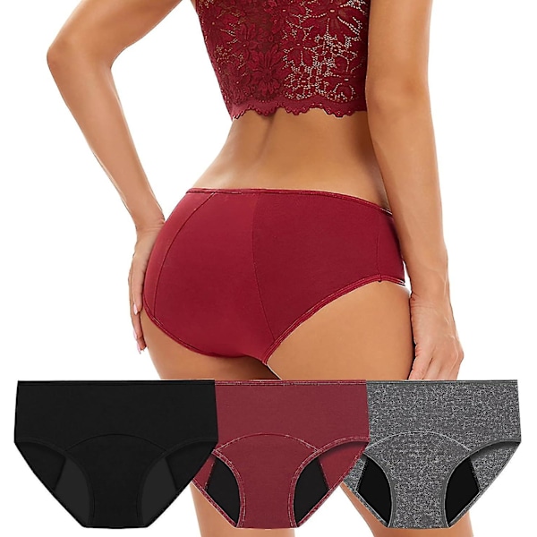 3 stk. Menstruasjonstruser, Menstruasjonstruser Kraftig Blødning Menstruasjonstruser, Kvinner Vannabsorberende Uten Lekkasje Fysiologisk Undertøy[ch] 3XL