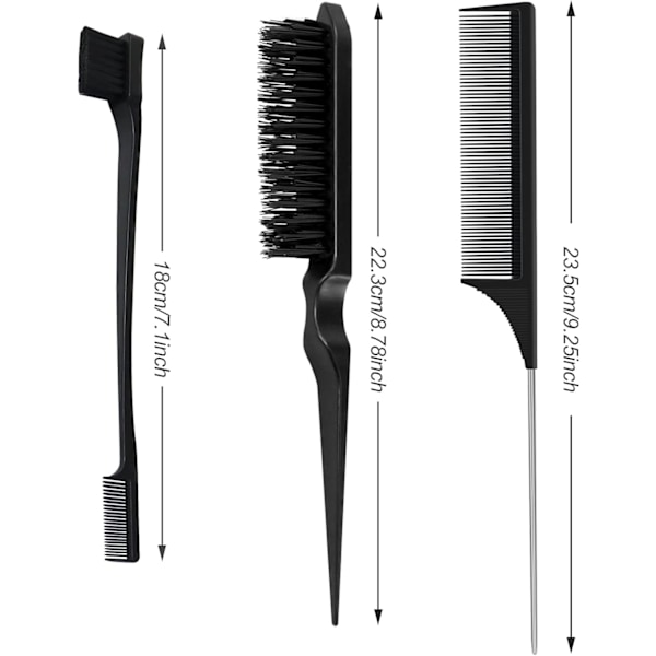 3 stk Slick Brush Set, Plastbørste Hårbørste Rettende Kamkant Hårbørste Rettende sæt