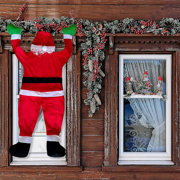 Jul hengende julenisse kostyme utendørs klatring for dekorasjon Xmas takrenne Yard Dekor