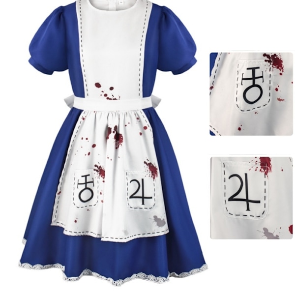 Spel Alice Madness Returns cosplay kostym Alice pigadräkt vuxen kvinna Halloween anime flicka karneval klänning maskerad M-WELLNGS M M wig