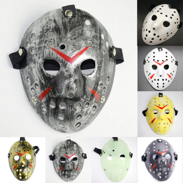 Halloween-juhlan Jason Voorhees -maalattu jääkiekkomaski Old Silver