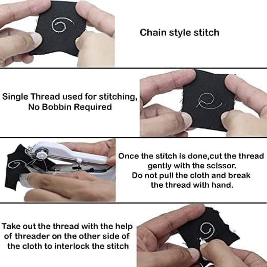 Electric Hand Stitch Mini Hand Sewing Machine Stapler Style Mini Machine Home Sewing Silai Machine Emergency Sewing Handheld Sewing Machine[ZHE] 白色