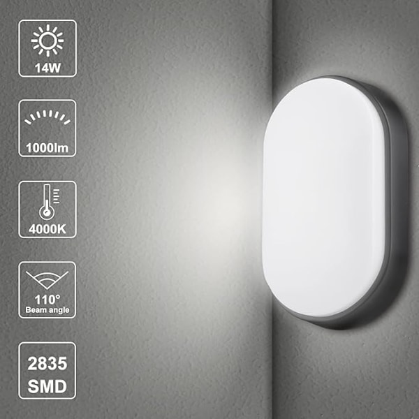 LED-væglampe elliptisk lampe sort lampe 220*135*70mm